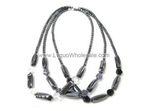 Clear Crystal Hematite Beads Stone Necklace